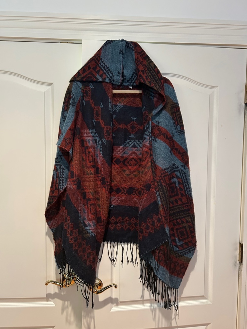 Hooded Aztec poncho